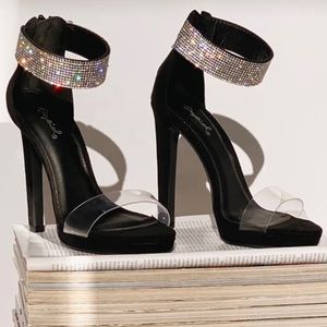 NIB Lulu’s Qupid Faux Suede + Rhinestone Heels